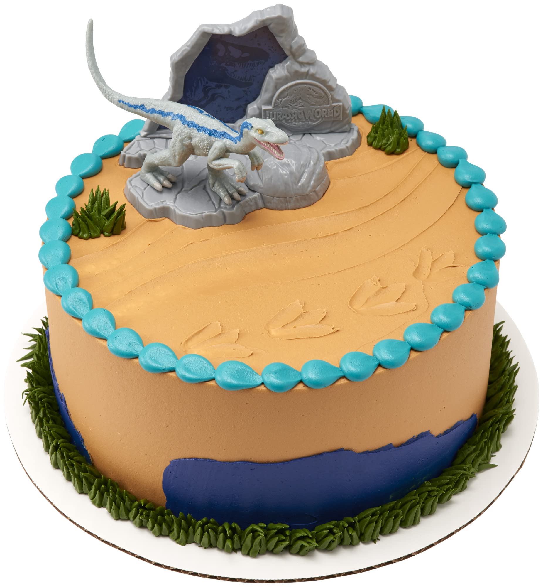DecoSet® Jurassic World™ Warning Cake Topper, 3 Piece Dinosaur Cake Decoration With Blue, 3D Base, And Hidden Fossil Stamper - Image 6