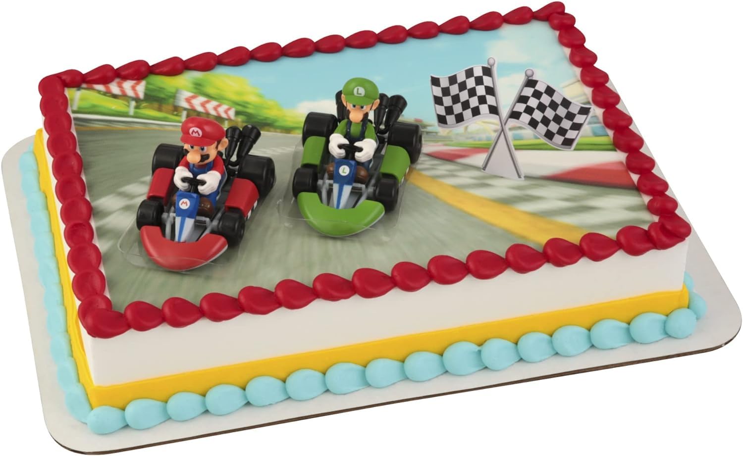 DecoSet® Mario Kart™ Cake Topper, 3 Piece Cake Decoration with Race Kart Toppers & Checkered Flag Decoration, Collectible Character Karts for Hours of Fun After the Party - Image 7