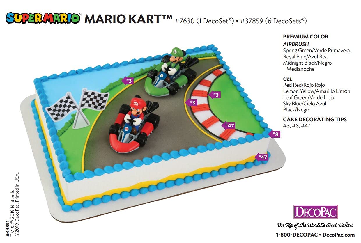 DecoSet® Mario Kart™ Cake Topper, 3 Piece Cake Decoration with Race Kart Toppers & Checkered Flag Decoration, Collectible Character Karts for Hours of Fun After the Party - Image 9