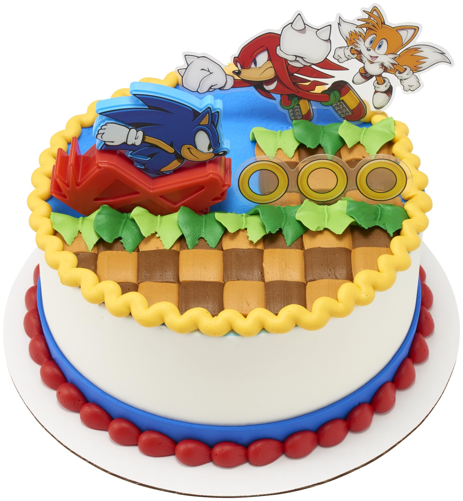 DecoSet Sonic The Hedgehog Cake Topper, 3-Piece Decoration Set With Tails & Knuckles Cake Pic, Rings Cake Pic And Rolling Sonic Action Figurine, For Birthday And Celebrations - Image 3