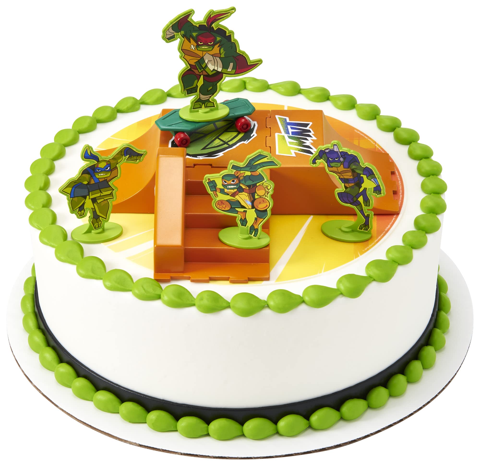 DecoSet® Teenage Mutant Ninja Turtles TMNT-RISE UP! Cake Topper, 6-Piece Birthday Decoration for Cakes and Cupcakes, Surprise Your TMNT Fan with ALL the Characters and Interactive Skateboard - Image 3