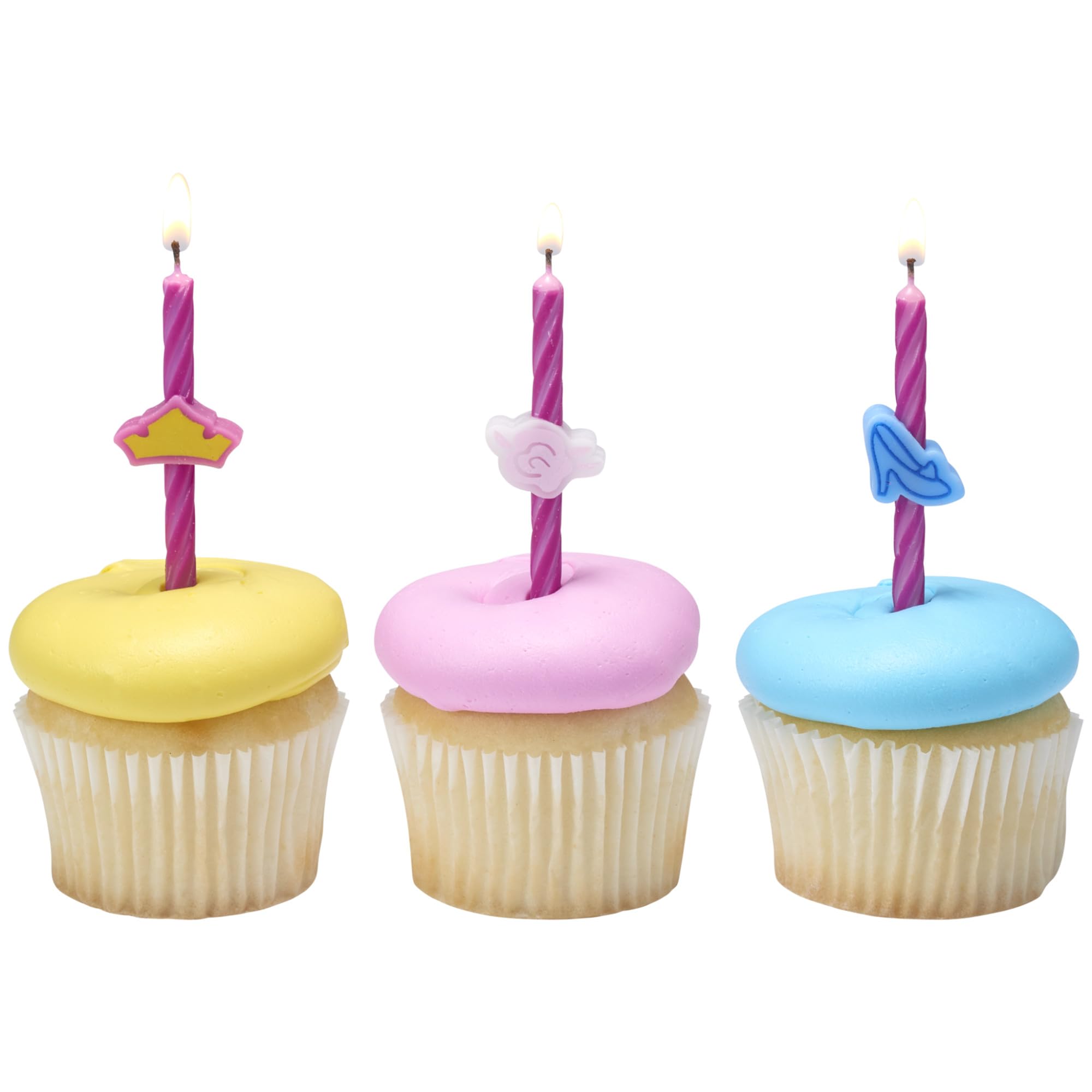 Disney Princess Birthday Cake Candles | 6 Birthday Candles for Cake Decorations, Pink Stripe Candles Featuring Aurora's Crown, Belle's Rose & Cinderella's Glass Slipper for Disney Princess Party - Image 10