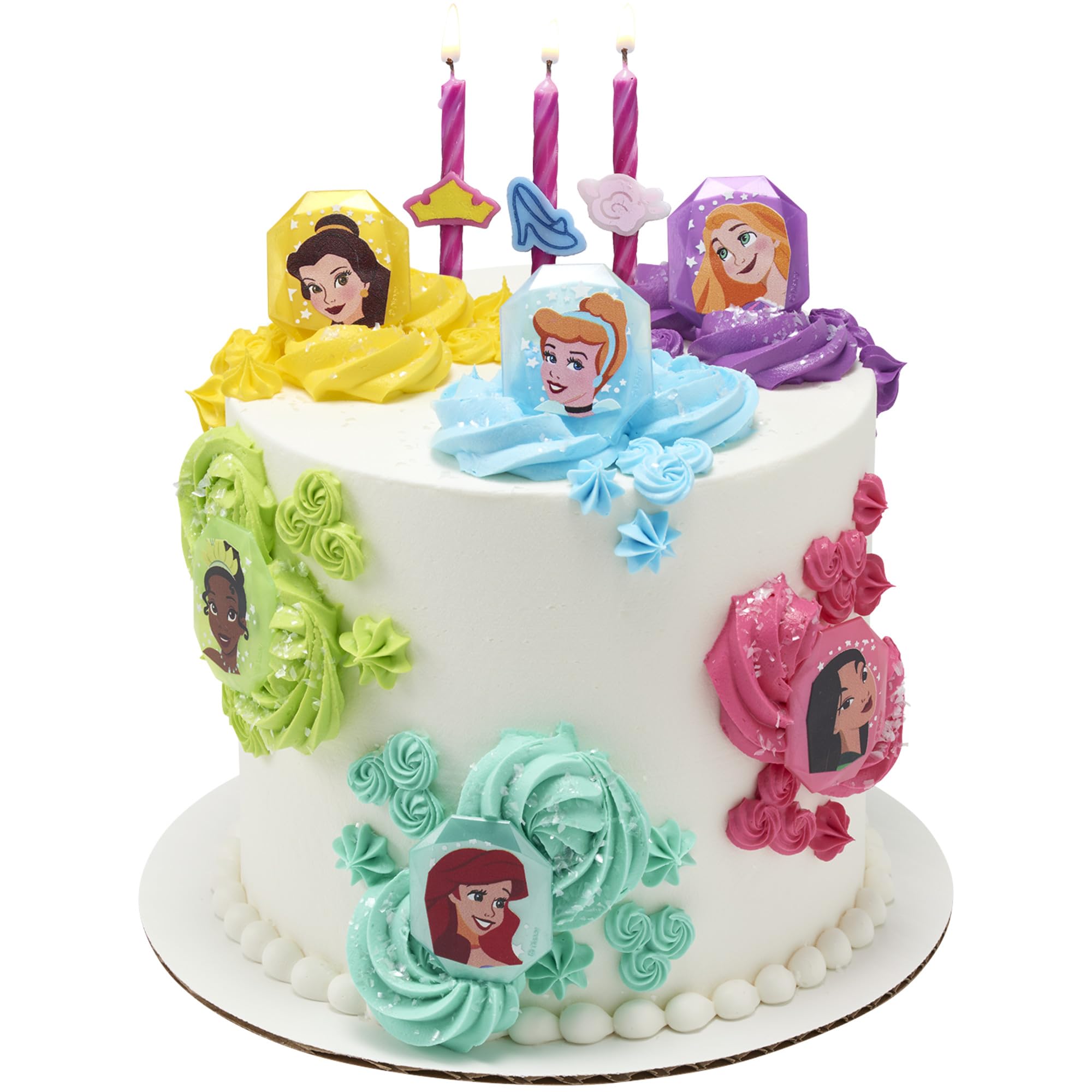 Disney Princess Birthday Cake Candles | 6 Birthday Candles for Cake Decorations, Pink Stripe Candles Featuring Aurora's Crown, Belle's Rose & Cinderella's Glass Slipper for Disney Princess Party - Image 4