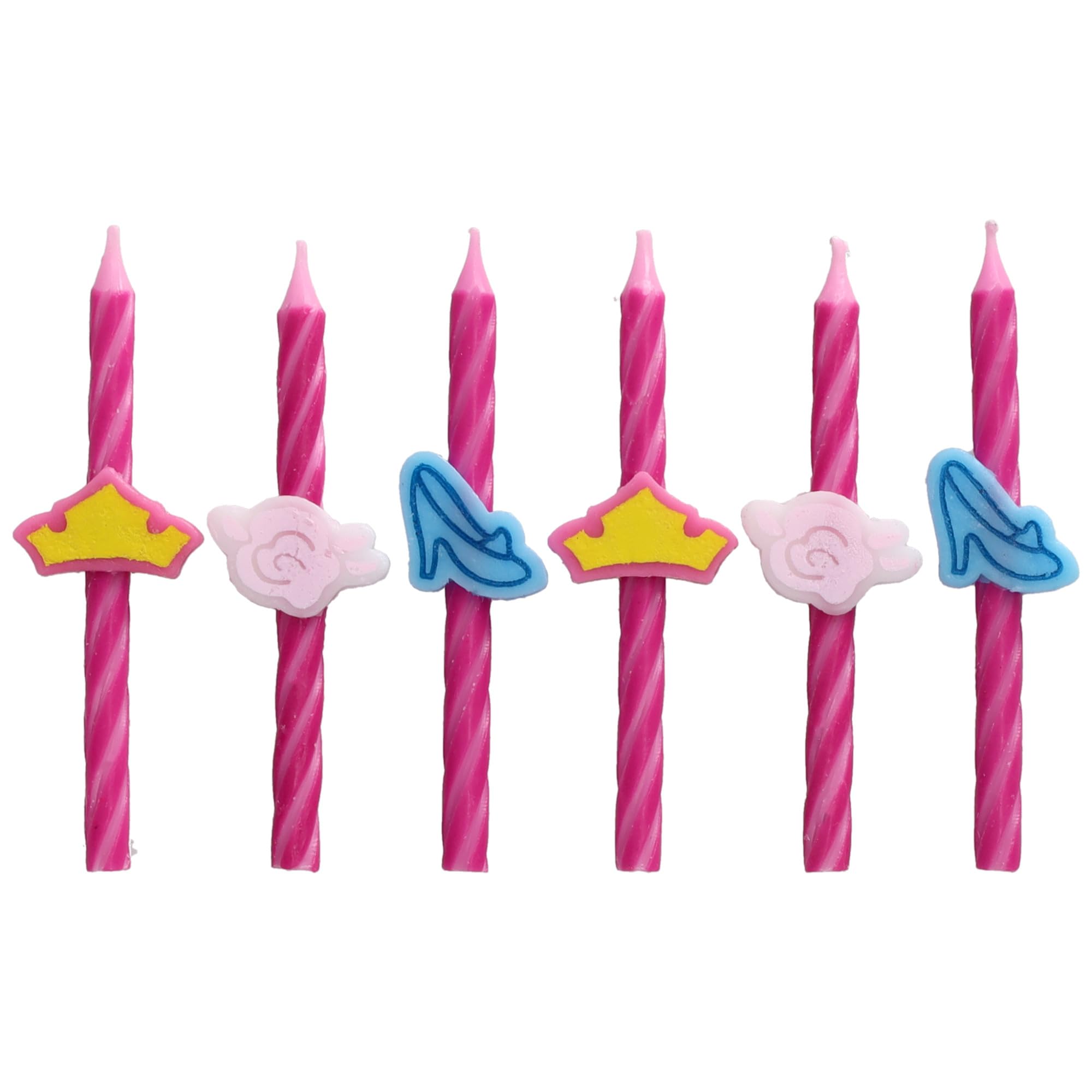 Disney Princess Birthday Cake Candles | 6 Birthday Candles for Cake Decorations, Pink Stripe Candles Featuring Aurora's Crown, Belle's Rose & Cinderella's Glass Slipper for Disney Princess Party - Image 6
