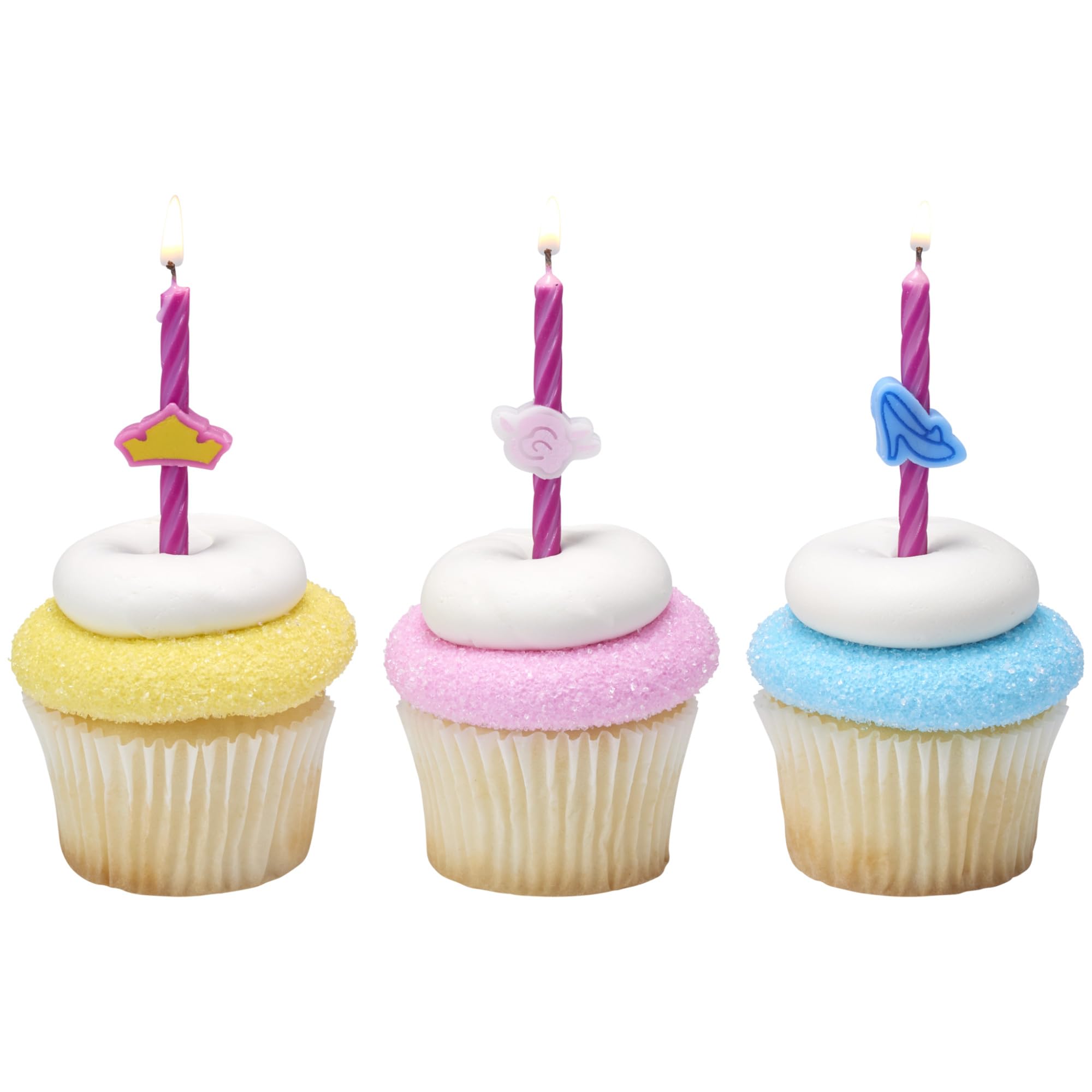 Disney Princess Birthday Cake Candles | 6 Birthday Candles for Cake Decorations, Pink Stripe Candles Featuring Aurora's Crown, Belle's Rose & Cinderella's Glass Slipper for Disney Princess Party - Image 8
