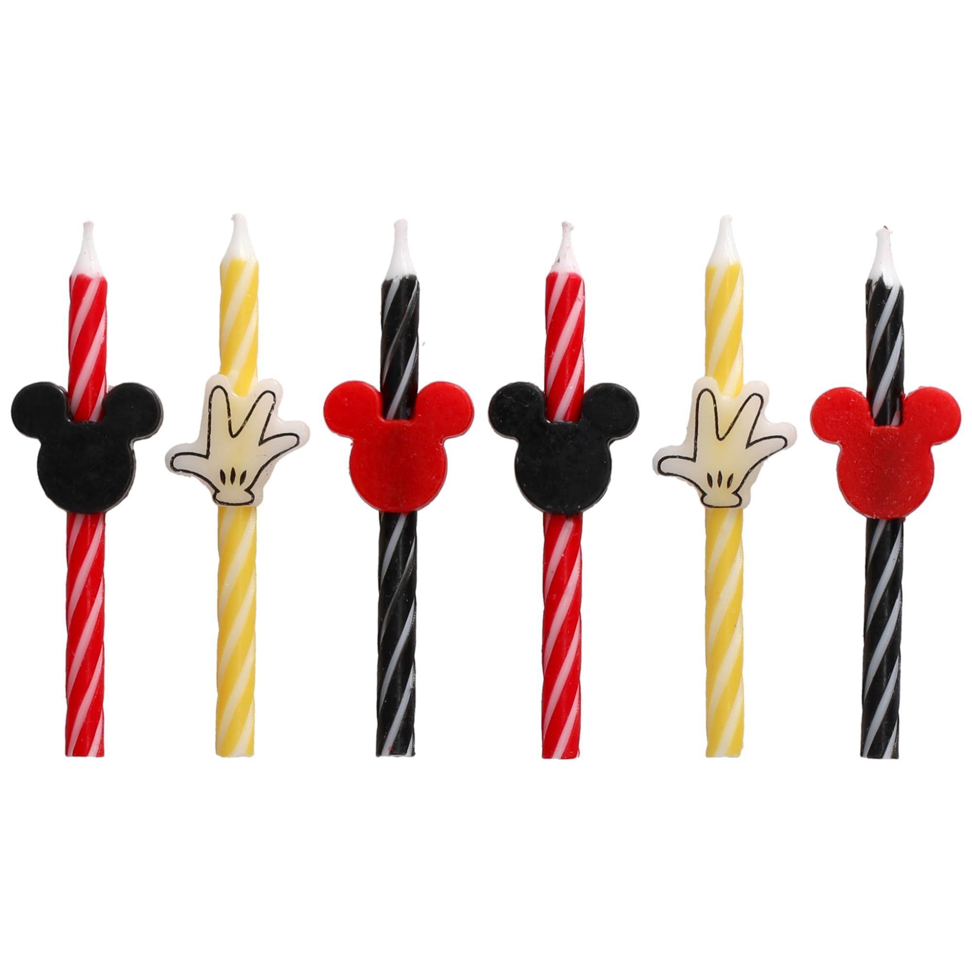 Disney's Mickey Mouse Birthday Cake Candles | 6 Birthday Candles for Cake Decorations, Red, Yellow & Black Stripe Candles for Mickey Mouse Party - Image 6
