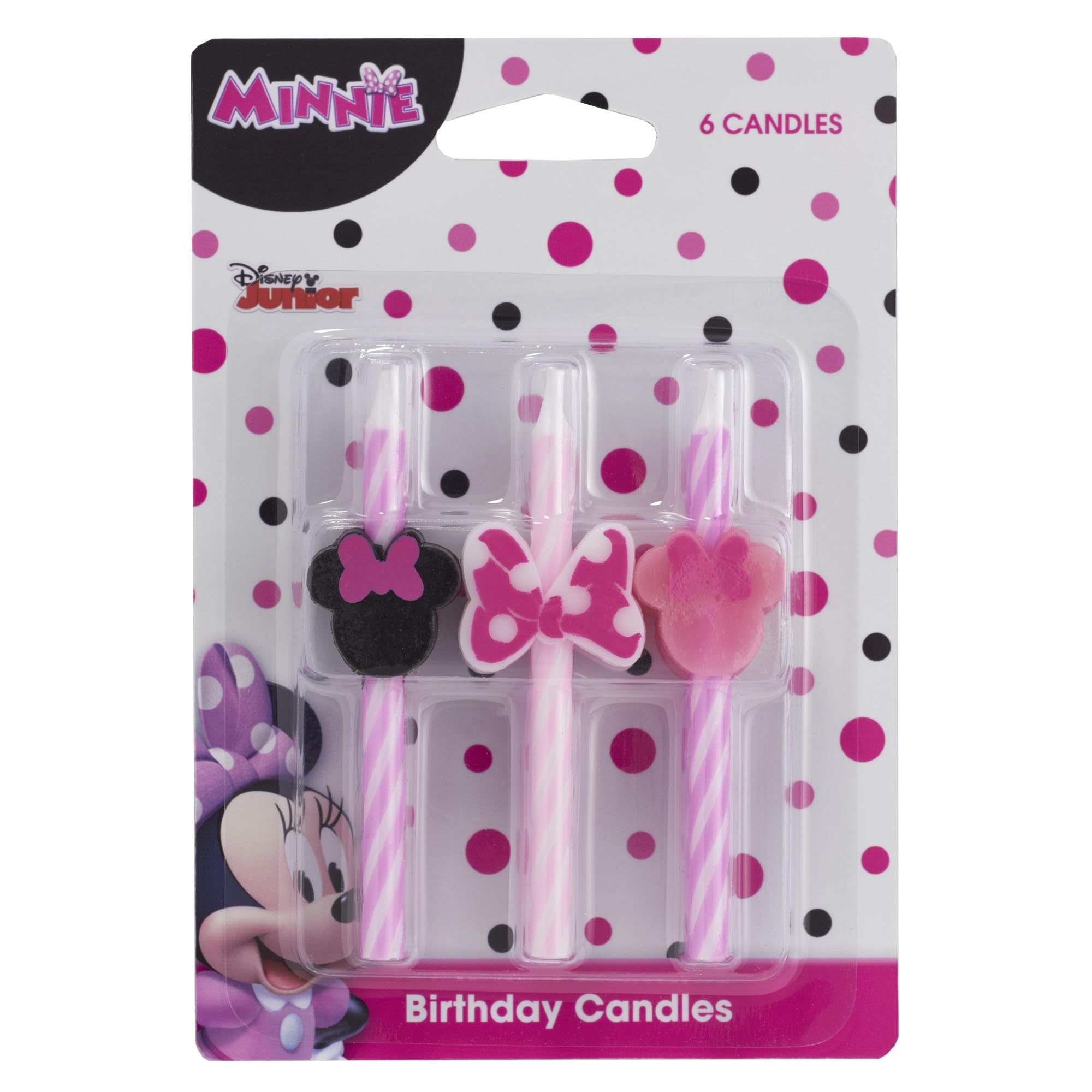 Disney's Minnie Mouse Birthday Cake Candles | 6 Birthday Candles for Cake Decorations, Pink Stripe Candles, Cake Toppers for Minnie Mouse Party - Image 4