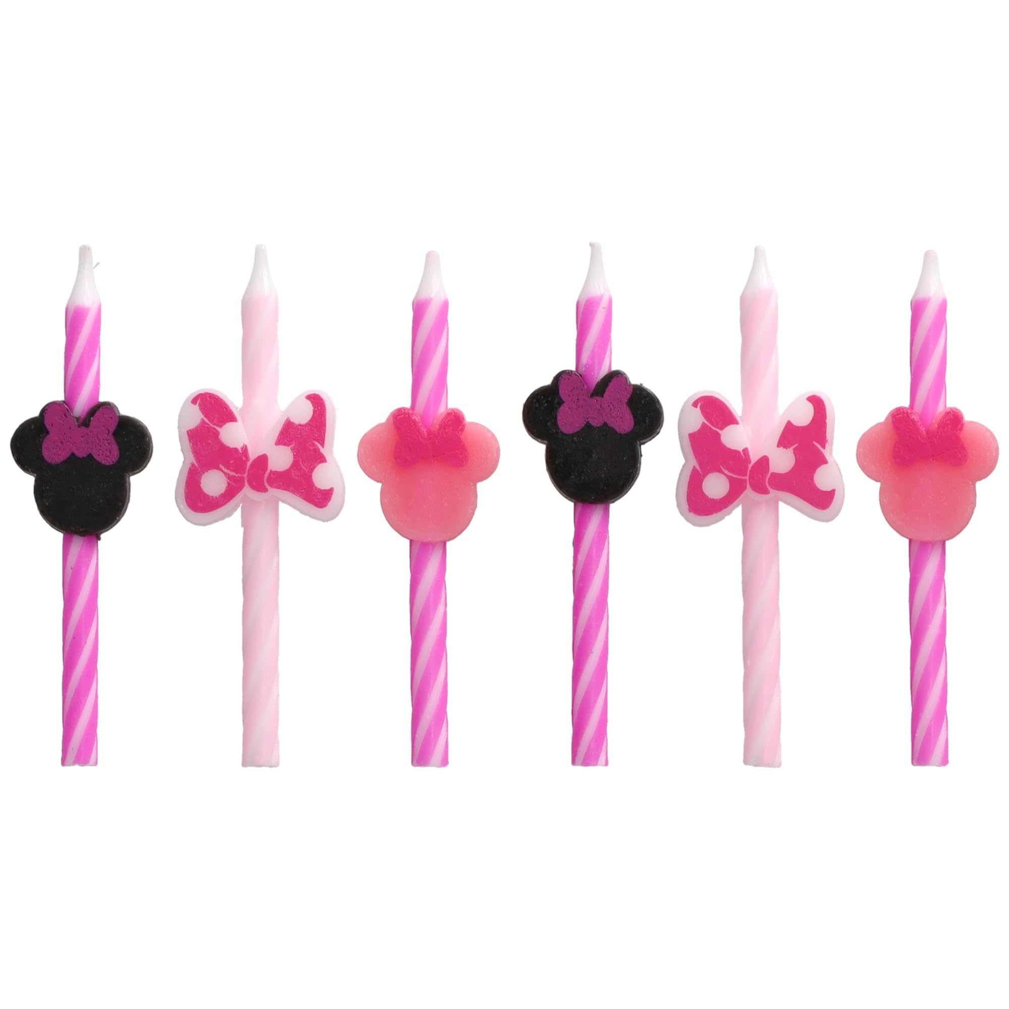 Disney's Minnie Mouse Birthday Cake Candles | 6 Birthday Candles for Cake Decorations, Pink Stripe Candles, Cake Toppers for Minnie Mouse Party - Image 5