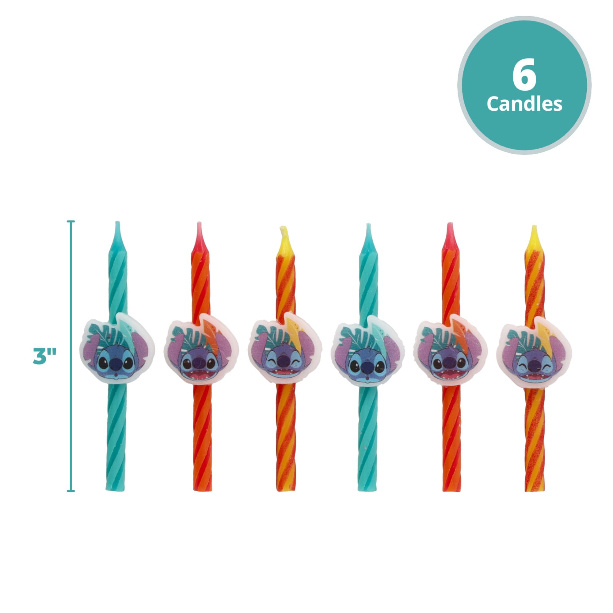 Disney's Stitch Birthday Cake Candles | 6 Birthday Candles for Cake Decorations, Orange, Blue, & Yellow Candles, Cake Toppers for Lilo & Stitch Party - Image 3