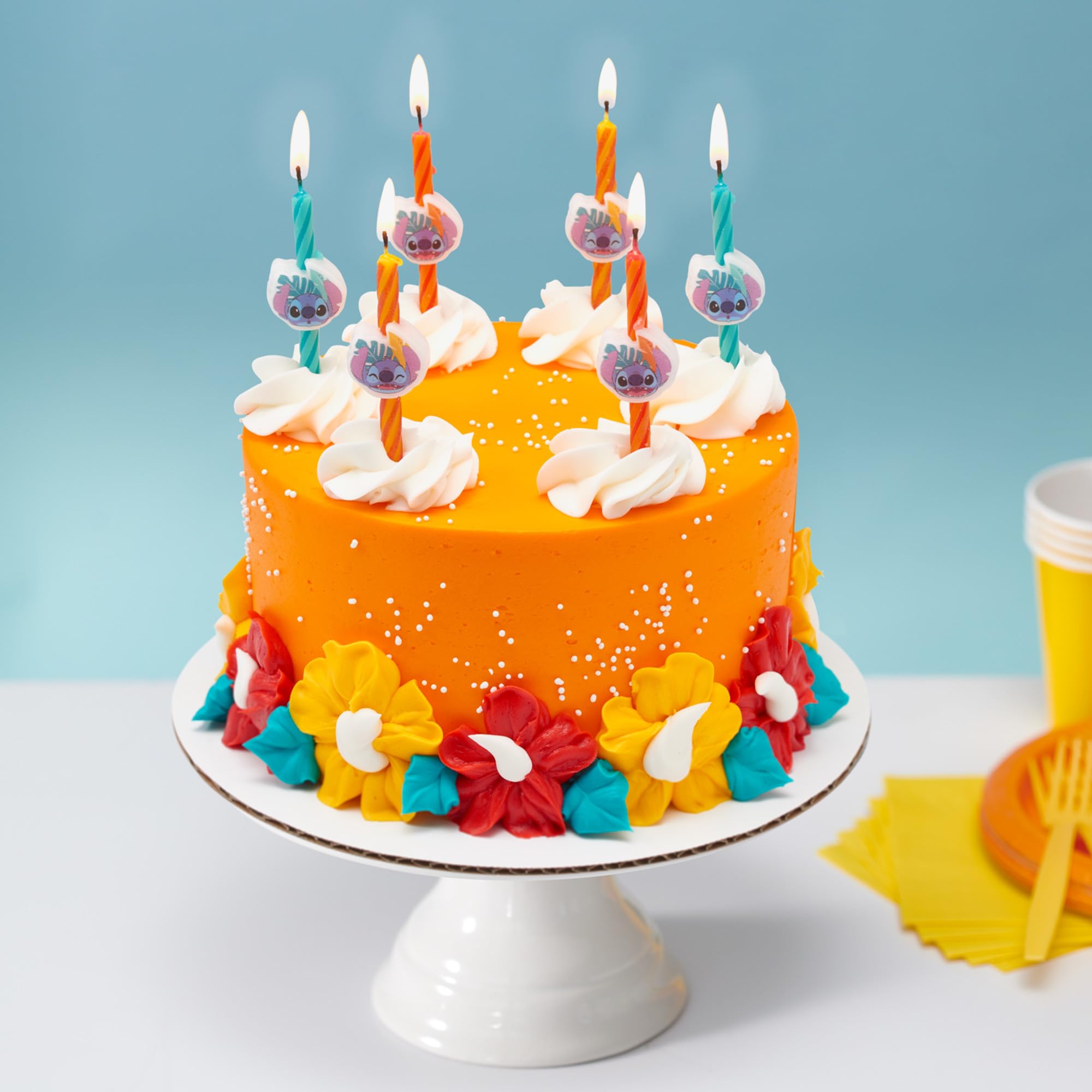 Disney's Stitch Birthday Cake Candles | 6 Birthday Candles for Cake Decorations, Orange, Blue, & Yellow Candles, Cake Toppers for Lilo & Stitch Party - Image 4