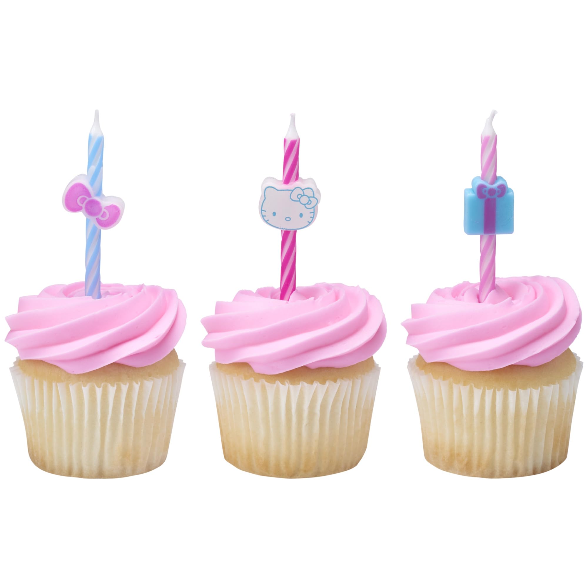 Hello Kitty® Birthday Cake Candles | 6 Birthday Candles for Cake Decorations, Pink & Blue Striped Candles, Cupcake Toppers for Hello Kitty® Party - Image 10