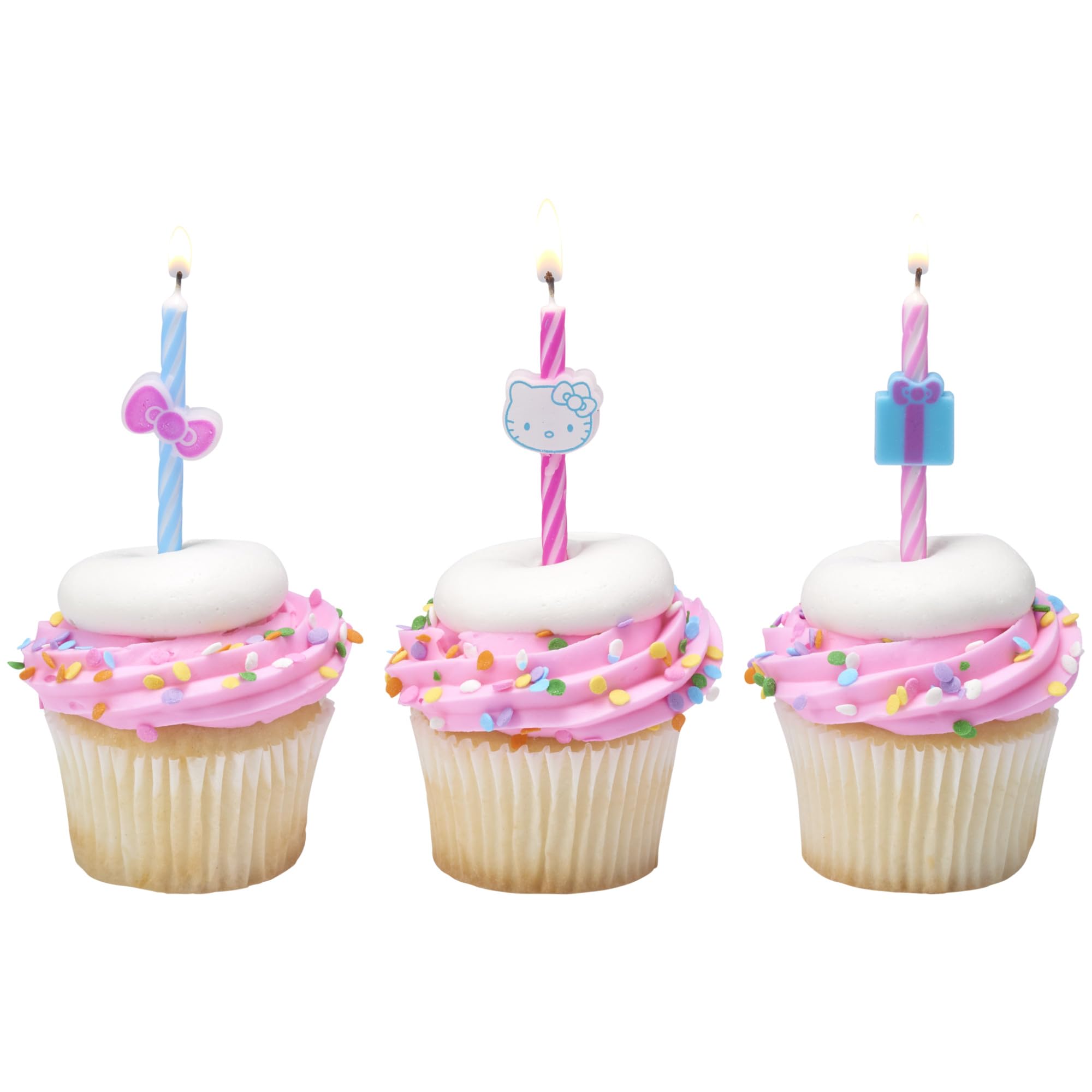 Hello Kitty® Birthday Cake Candles | 6 Birthday Candles for Cake Decorations, Pink & Blue Striped Candles, Cupcake Toppers for Hello Kitty® Party - Image 7