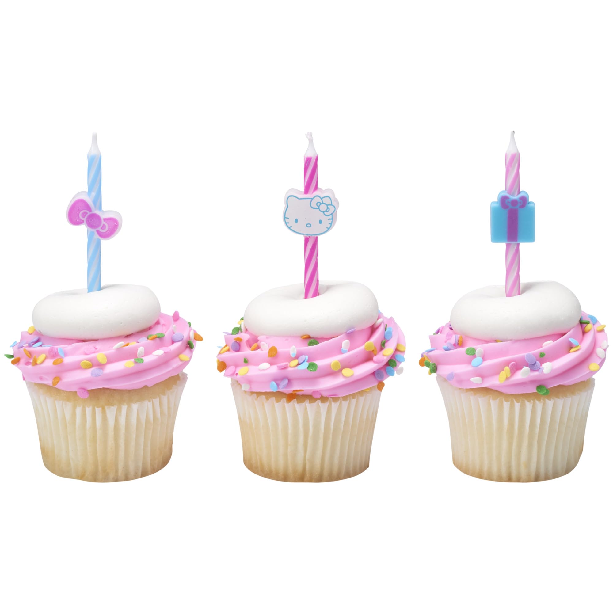 Hello Kitty® Birthday Cake Candles | 6 Birthday Candles for Cake Decorations, Pink & Blue Striped Candles, Cupcake Toppers for Hello Kitty® Party - Image 8