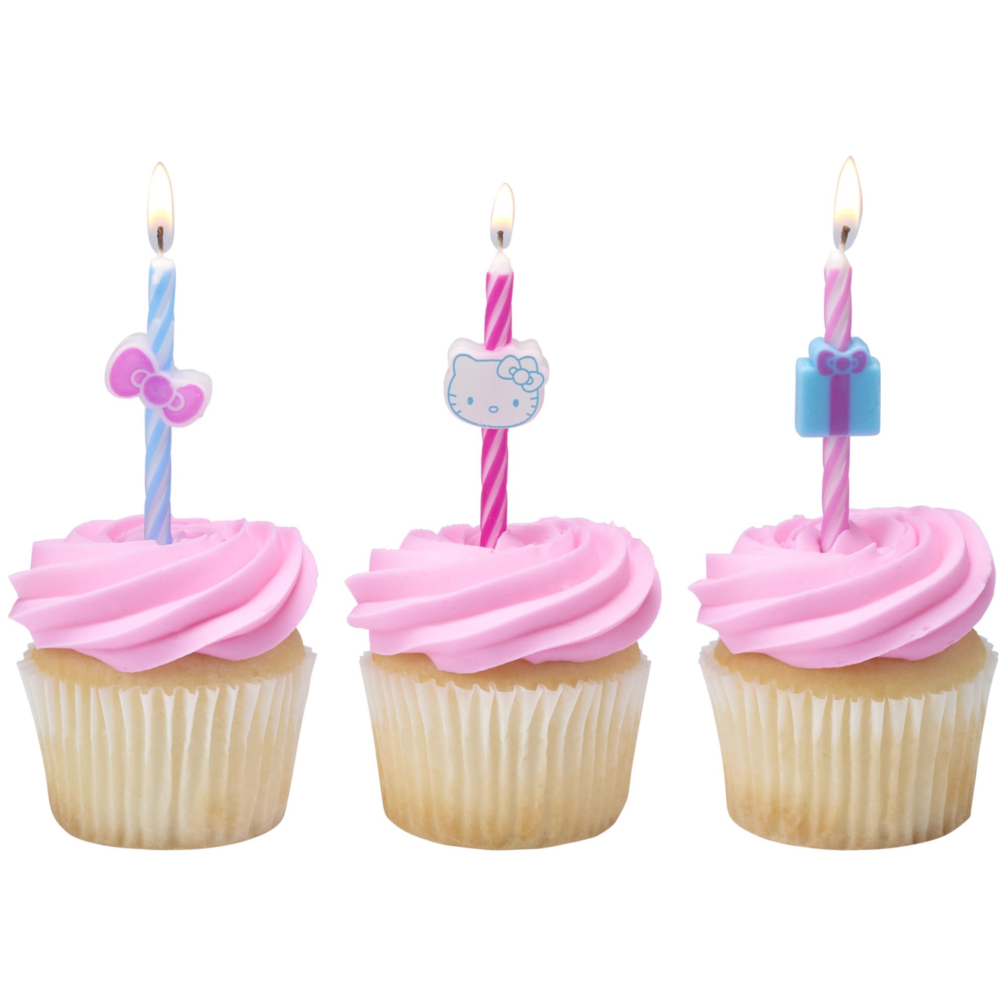 Hello Kitty® Birthday Cake Candles | 6 Birthday Candles for Cake Decorations, Pink & Blue Striped Candles, Cupcake Toppers for Hello Kitty® Party - Image 9