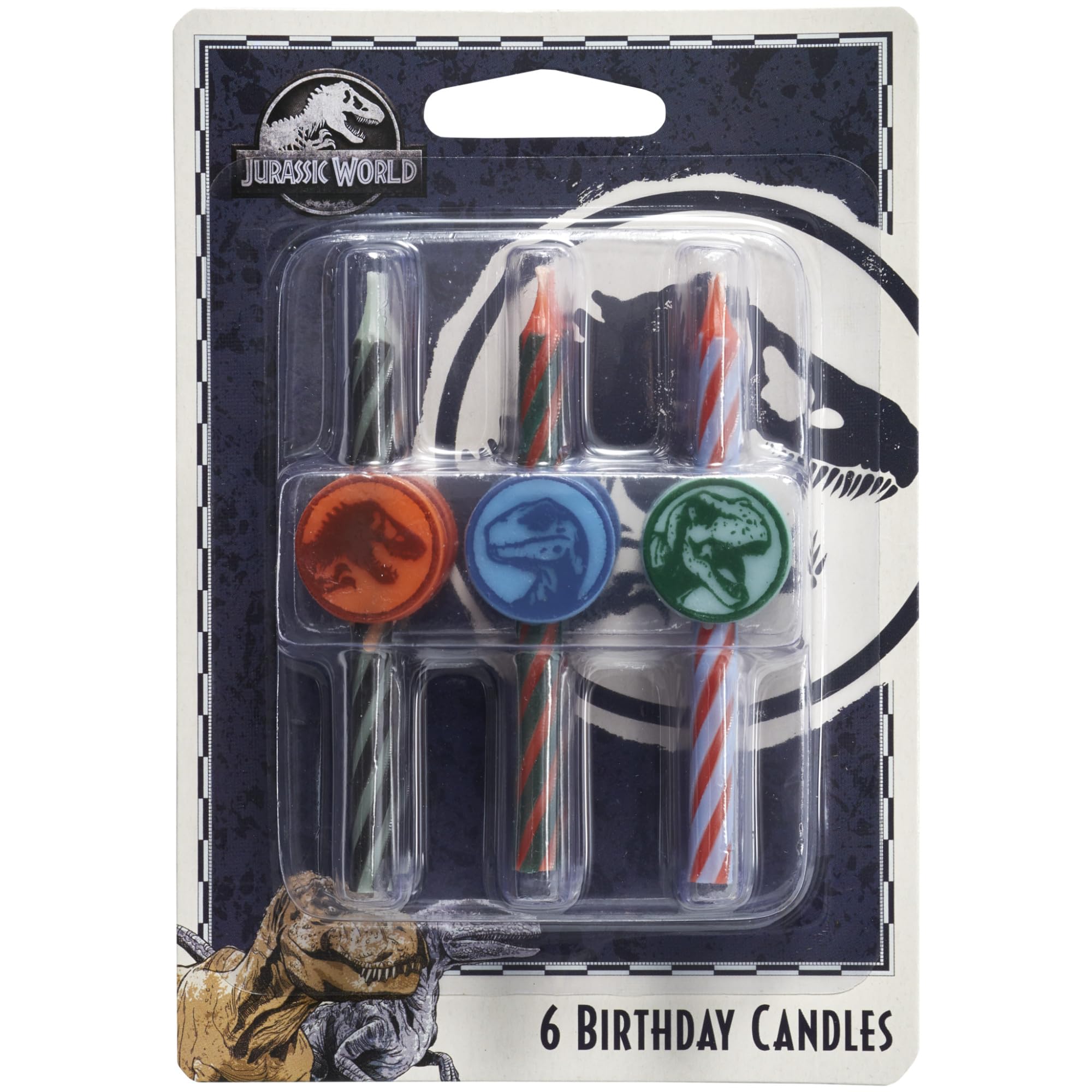 Jurassic World Birthday Cake Candles | 6 Birthday Candles for Cake Decorations, Multicolored Striped Dinosaur Candles, Cake Toppers for Jurassic World Party - Image 4