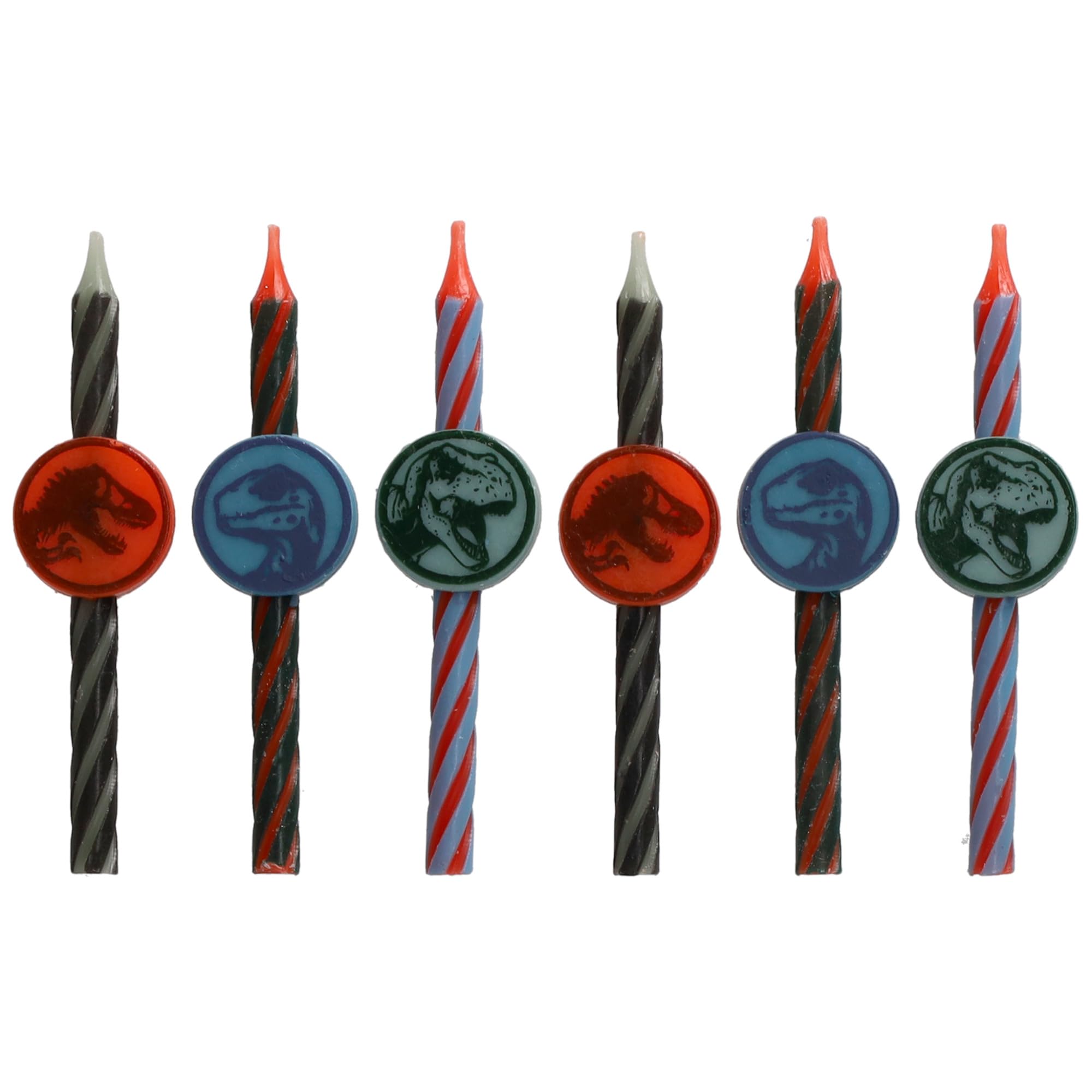 Jurassic World Birthday Cake Candles | 6 Birthday Candles for Cake Decorations, Multicolored Striped Dinosaur Candles, Cake Toppers for Jurassic World Party - Image 5