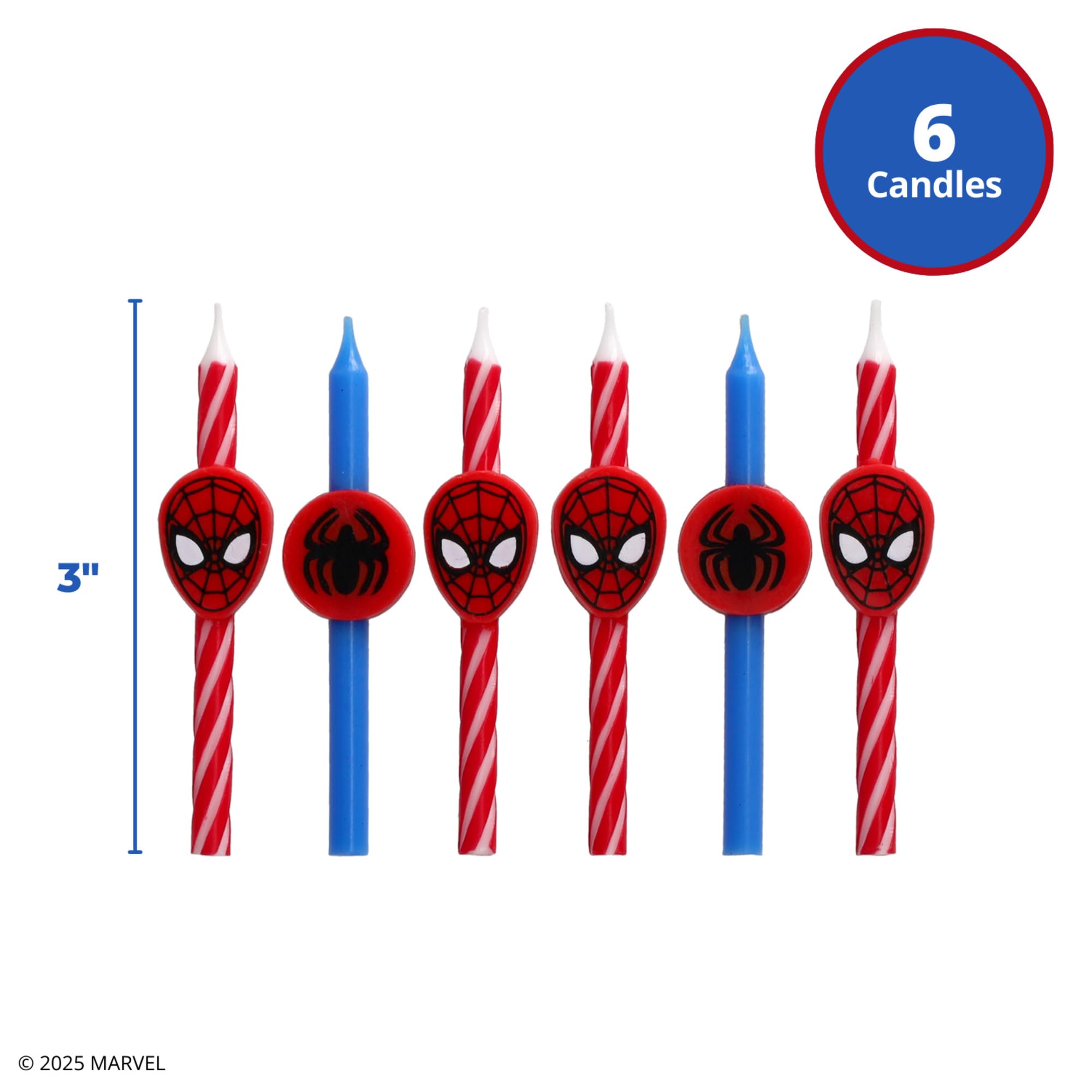 Marvel’s Spider-Man™ Birthday Cake Candles | 6 Birthday Candles for Cake Decorations, Red & Blue Candles, Cake Toppers for Spiderman Party - Image 3