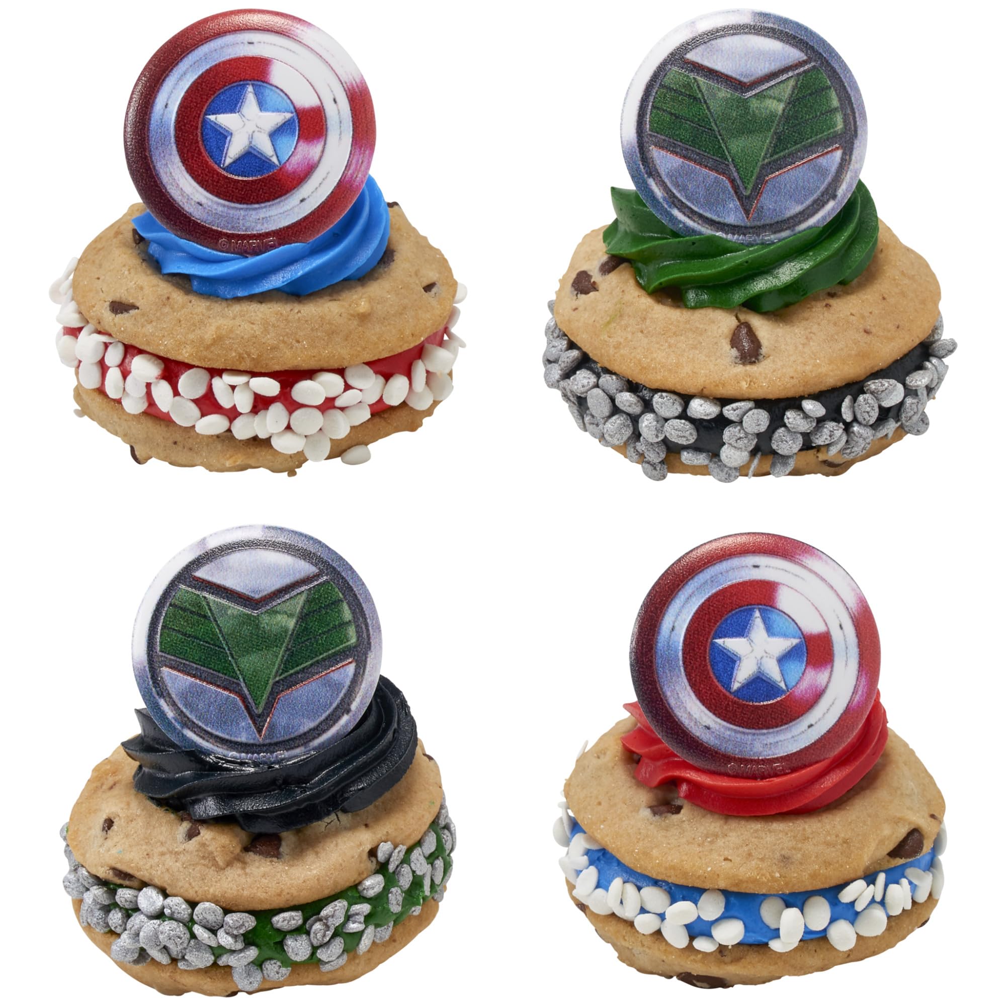 Marvel Studios' Captain America: Brave New World Cupcake Rings, 24 Captain America & Falcon Cupcake Decorations, Food Safe Cake Toppers, Party Favors – 24 Pack - Image 10