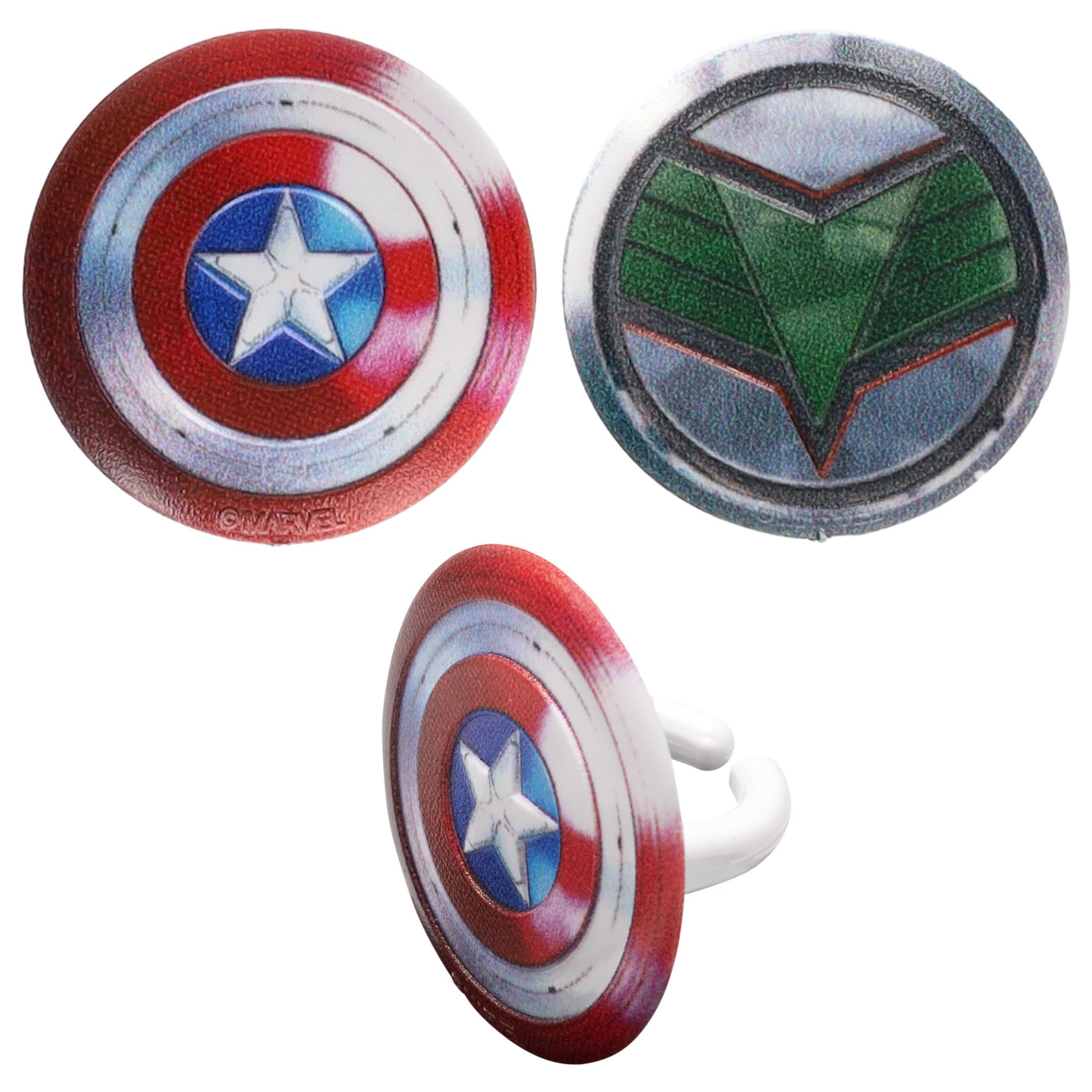 Marvel Studios' Captain America: Brave New World Cupcake Rings, 24 Captain America & Falcon Cupcake Decorations, Food Safe Cake Toppers, Party Favors – 24 Pack - Image 6