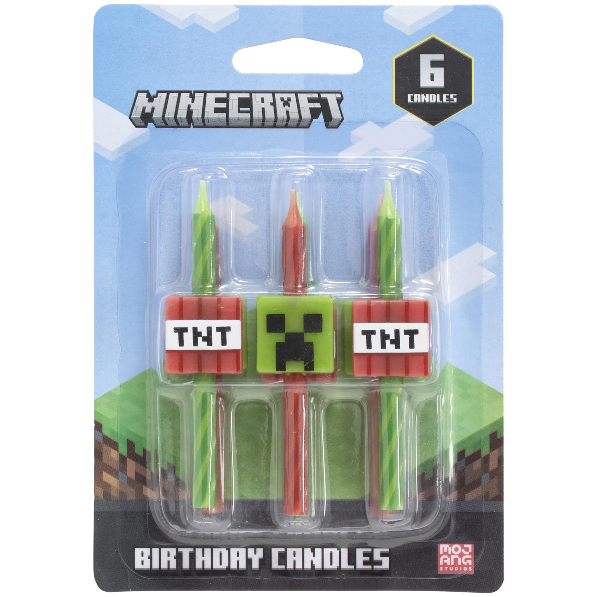 Minecraft Birthday Cake Candles | 6 Birthday Candles for Cake Decorations, Red & Green Striped Candles, Cake Toppers for Minecraft Party - Image 4
