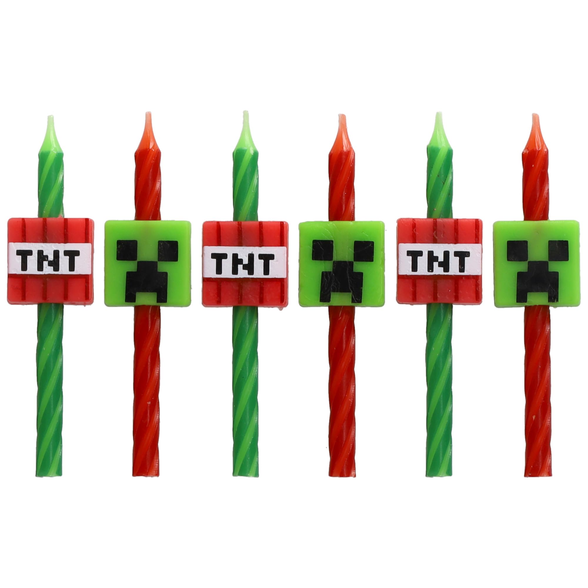 Minecraft Birthday Cake Candles | 6 Birthday Candles for Cake Decorations, Red & Green Striped Candles, Cake Toppers for Minecraft Party - Image 5