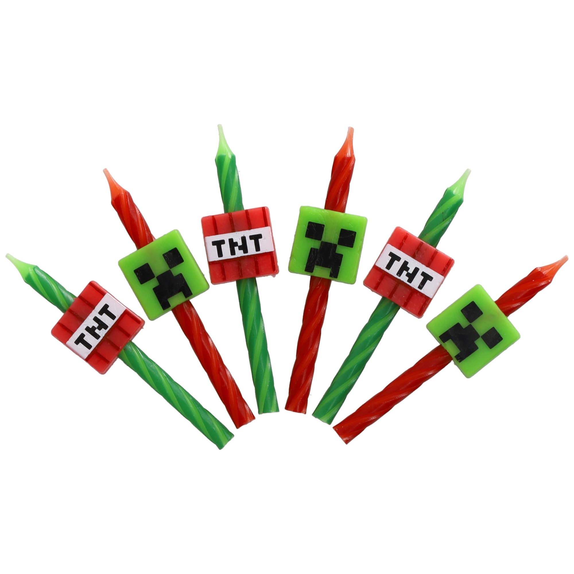 Minecraft Birthday Cake Candles | 6 Birthday Candles for Cake Decorations, Red & Green Striped Candles, Cake Toppers for Minecraft Party - Image 6