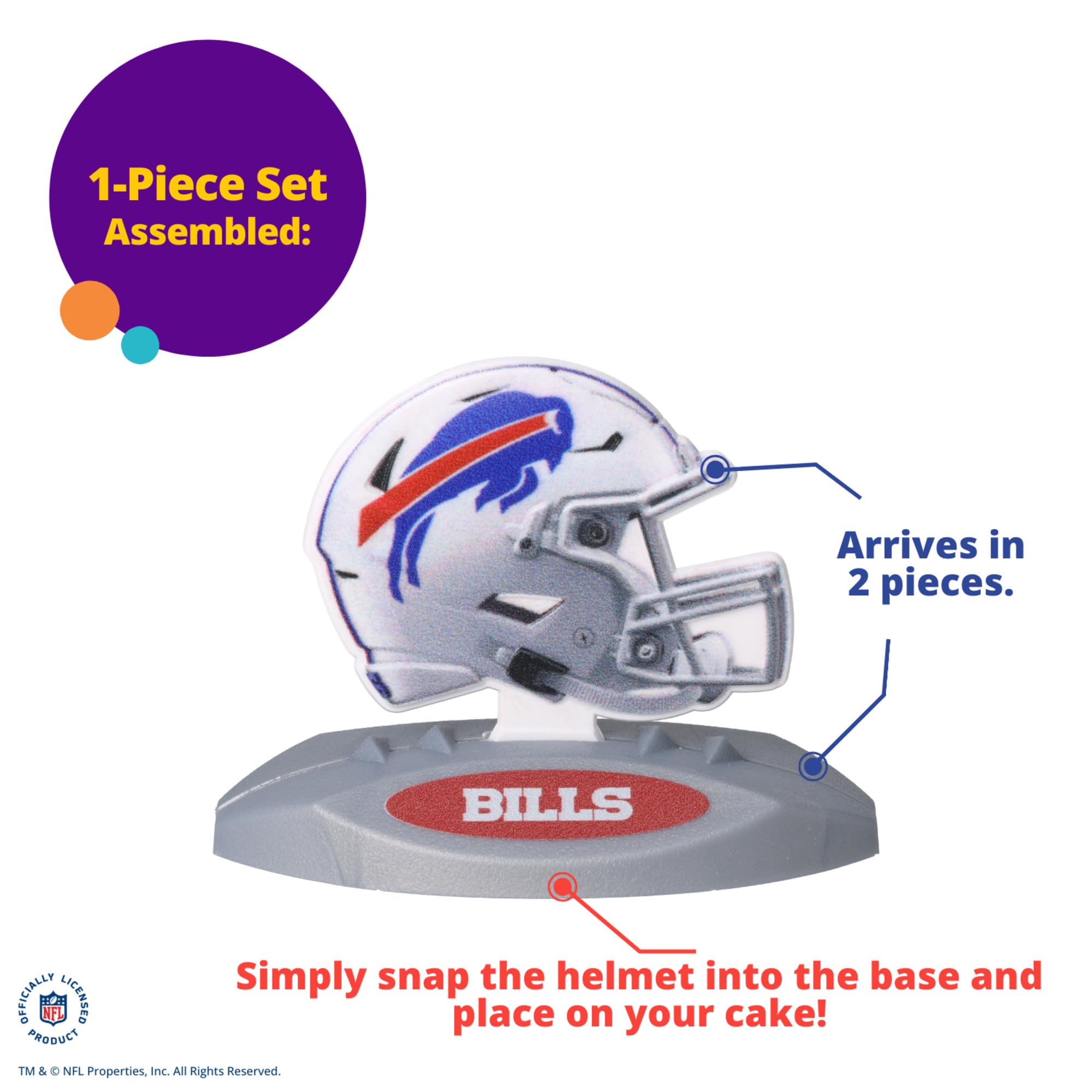 NFL Buffalo Bills Cake Decoration, Football Helmet Cake Topper, Officially Licensed Product Of The NFL, Ready To Use Birthday Cake Decoration - Image 4