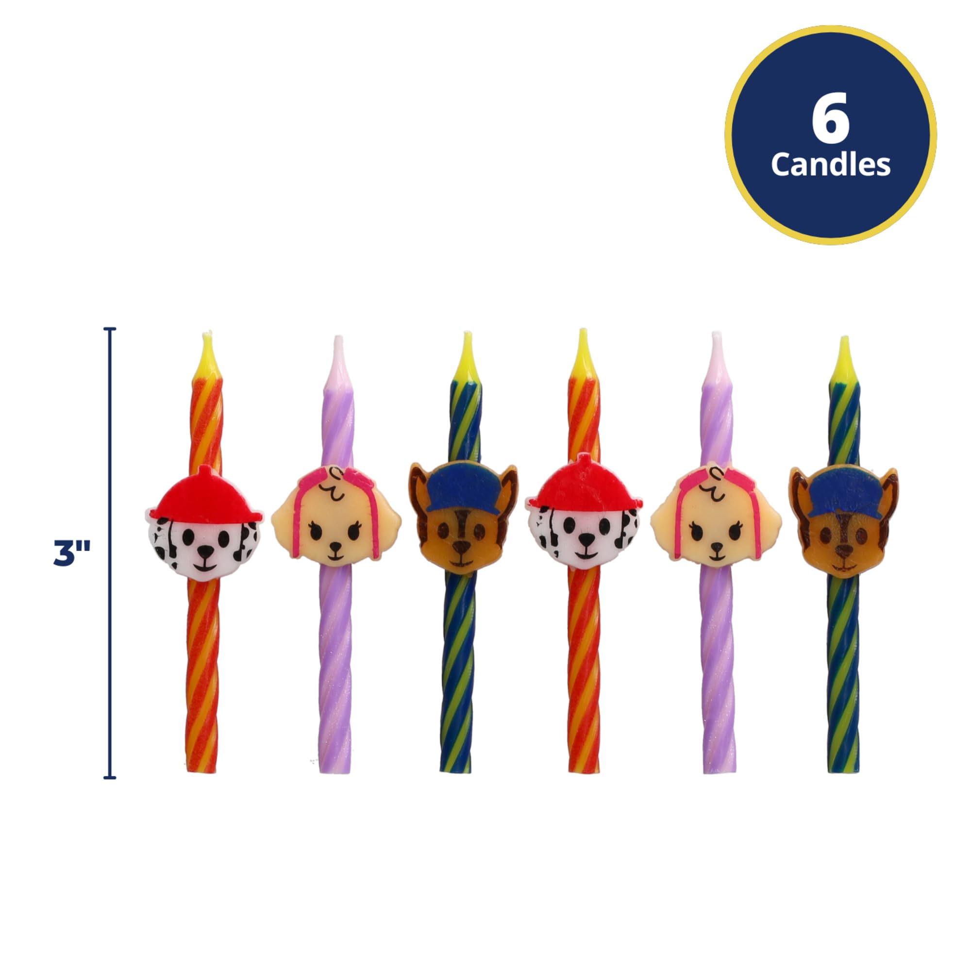 PAW Patrol Birthday Cake Candles | 6 Birthday Candles for Cake Decorations, Red, Pink, Blue Candles Featuring Chase, Marshall, Skye | Cake Toppers for PAW Patrol Party - Image 3