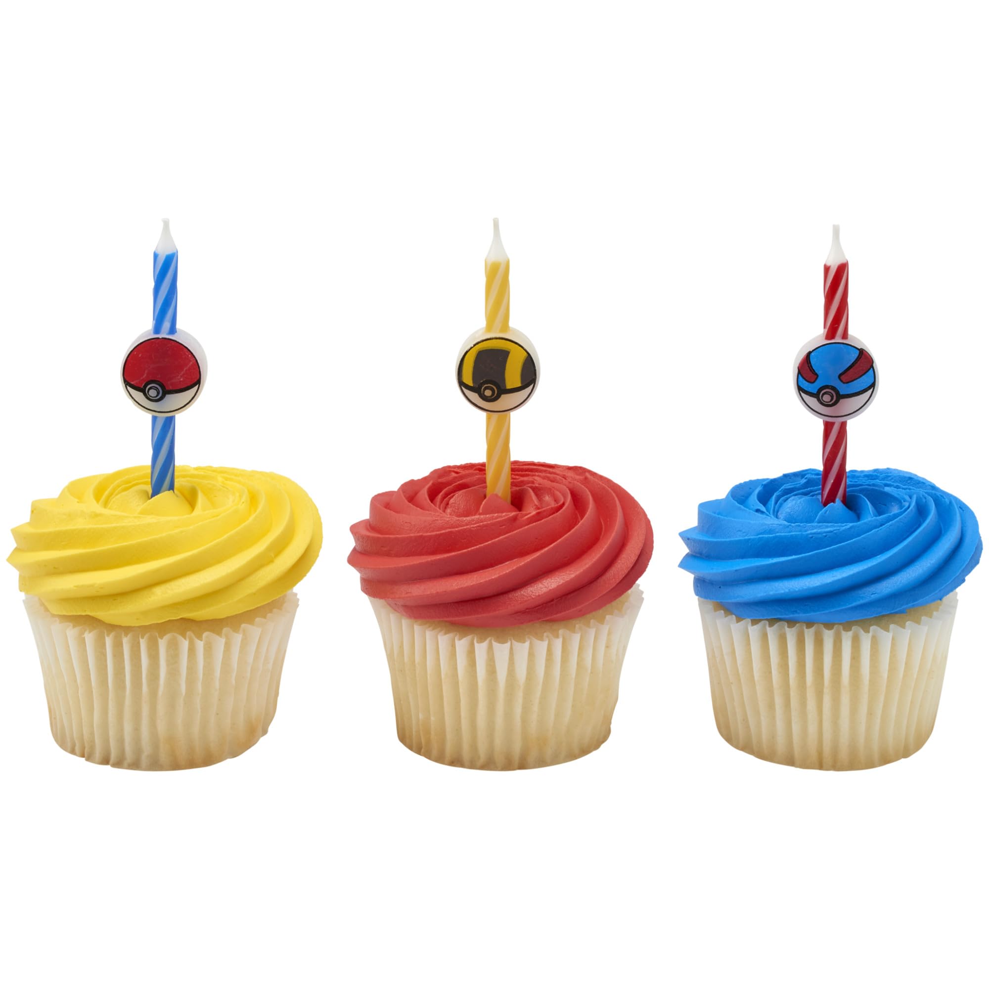 Pokémon Birthday Cake Candles | 6 Birthday Candles for Cake Decorations, Red, Blue, Yellow Striped Candles, Poké Ball Cake Toppers for Pokémon Party - Image 10