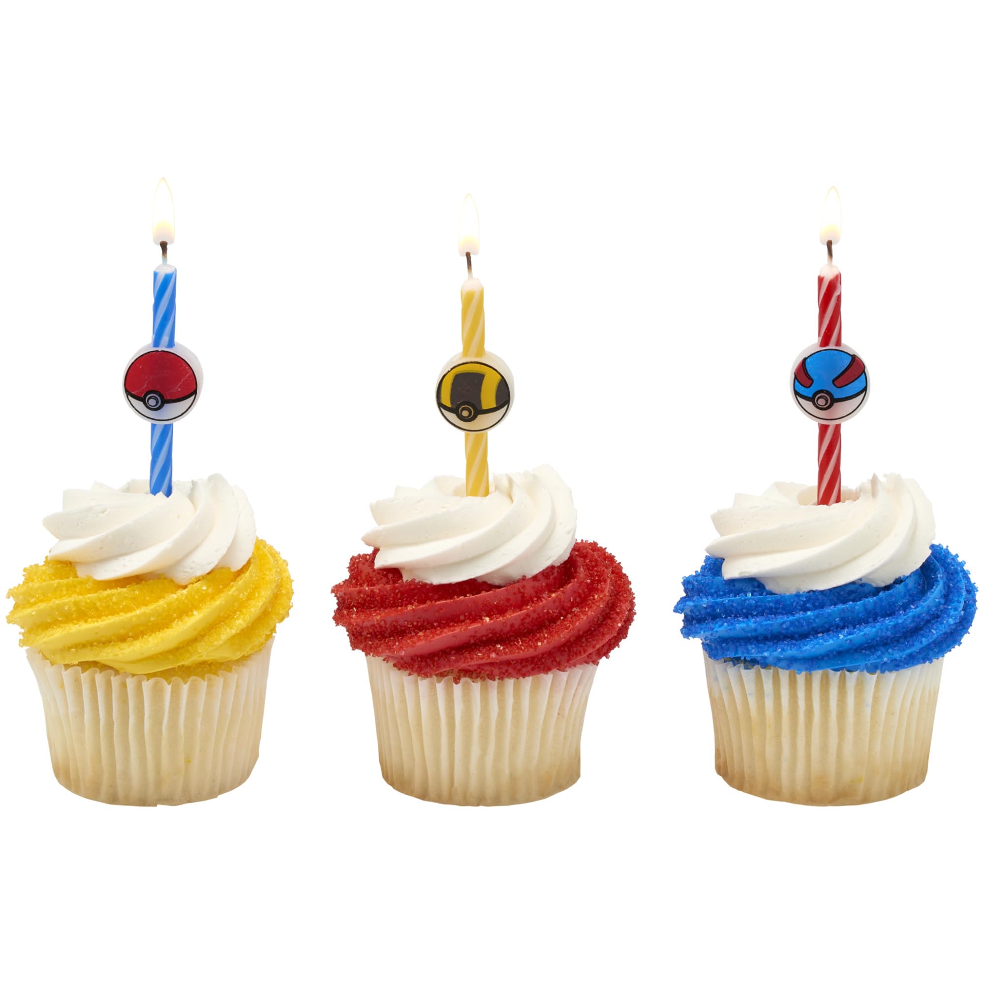 Pokémon Birthday Cake Candles | 6 Birthday Candles for Cake Decorations, Red, Blue, Yellow Striped Candles, Poké Ball Cake Toppers for Pokémon Party - Image 7