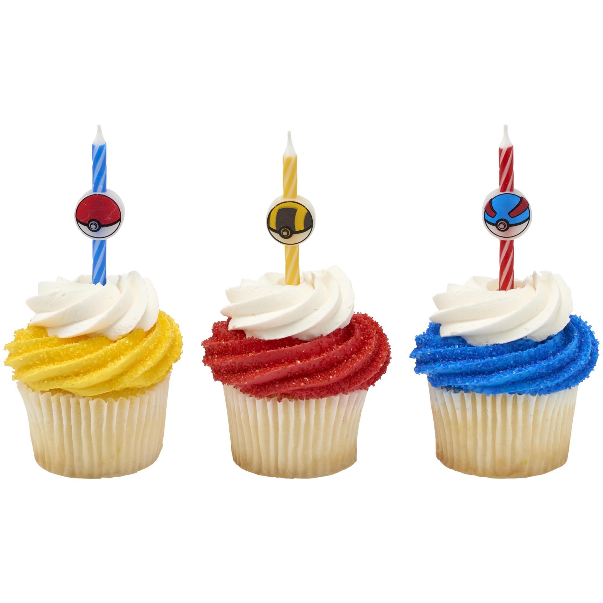 Pokémon Birthday Cake Candles | 6 Birthday Candles for Cake Decorations, Red, Blue, Yellow Striped Candles, Poké Ball Cake Toppers for Pokémon Party - Image 8
