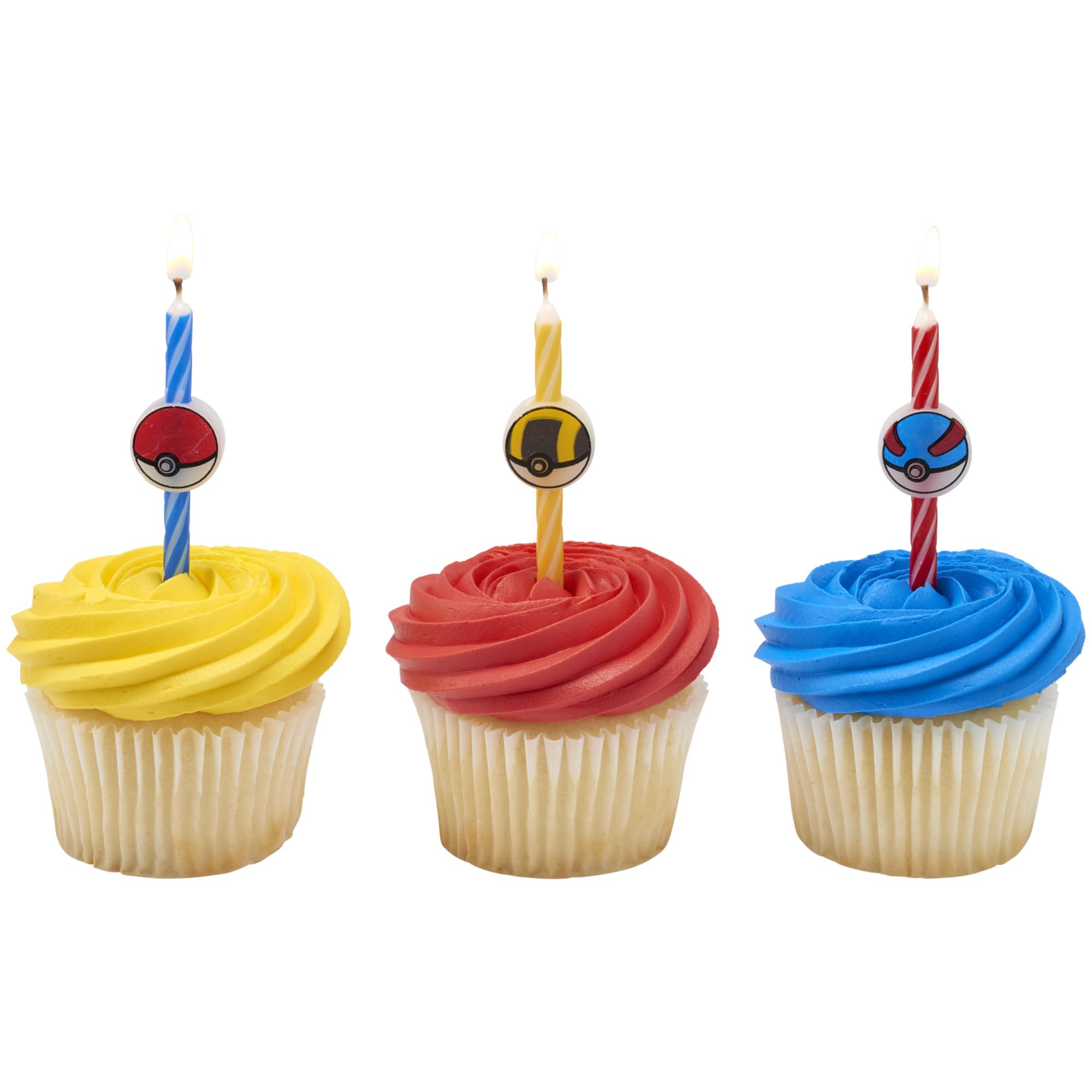 Pokémon Birthday Cake Candles | 6 Birthday Candles for Cake Decorations, Red, Blue, Yellow Striped Candles, Poké Ball Cake Toppers for Pokémon Party - Image 9