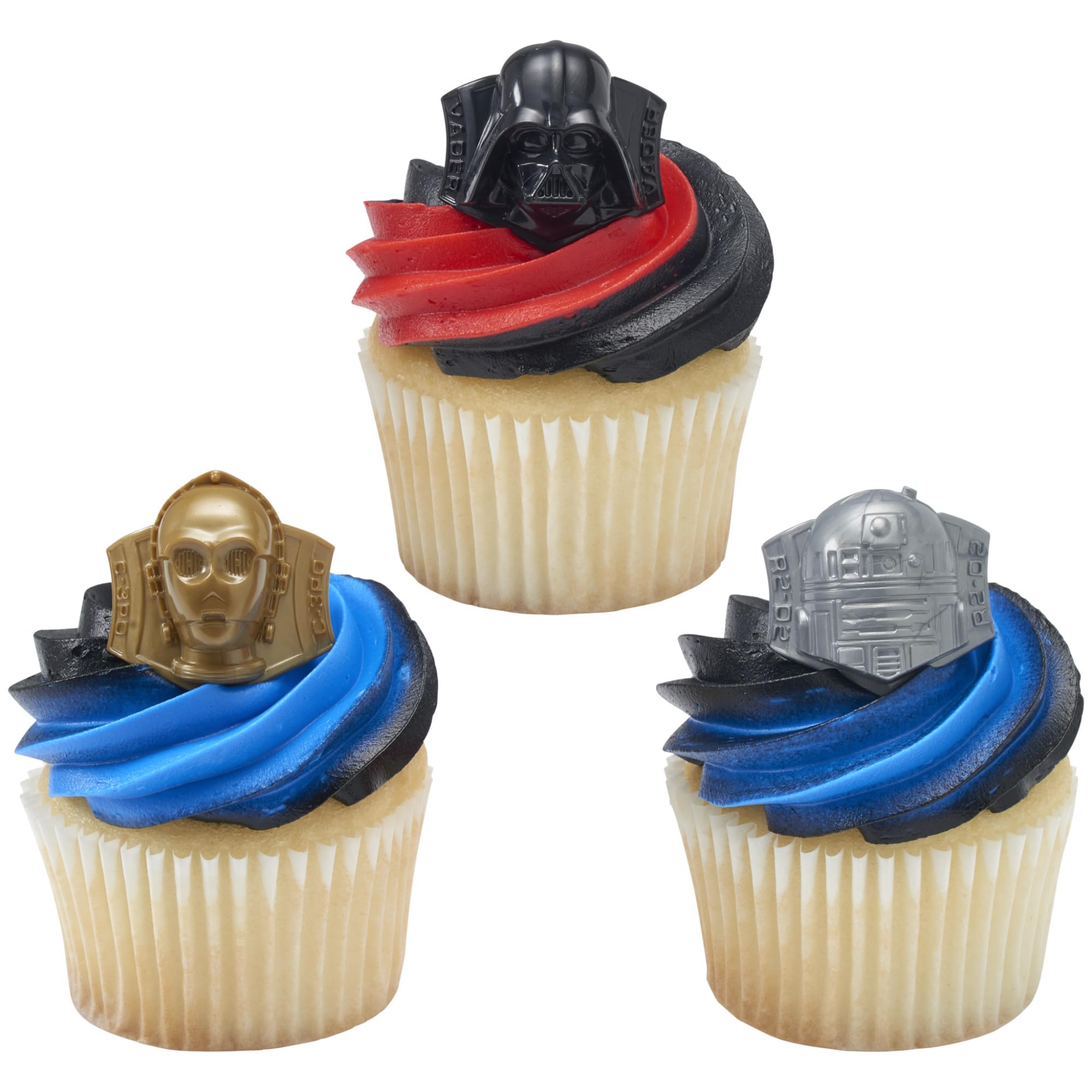 STAR WARS Cupcake Rings, 24 Cupcake Toppers Featuring Darth Vader, C-3PO, And R2-D2, 3D Food Safe Cake Toppers by DecoPac– 24 Pack - Image 5