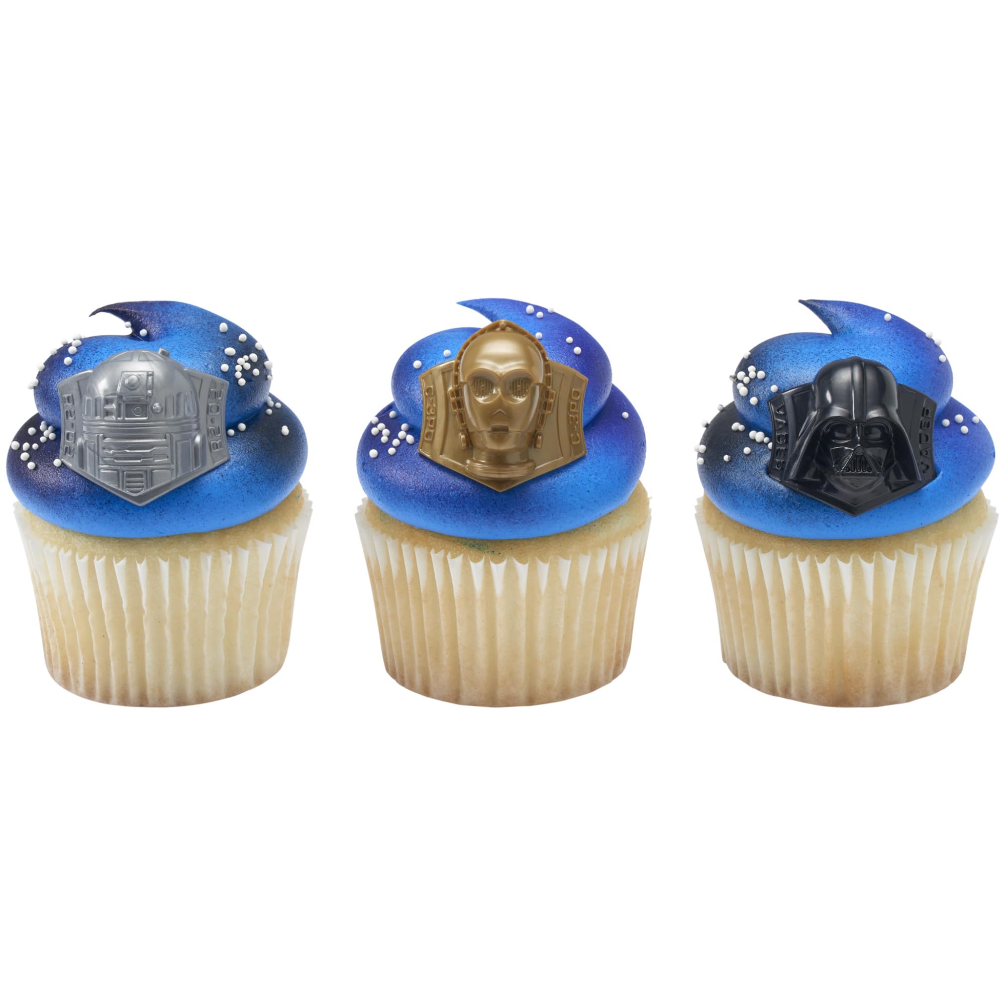 STAR WARS Cupcake Rings, 24 Cupcake Toppers Featuring Darth Vader, C-3PO, And R2-D2, 3D Food Safe Cake Toppers by DecoPac– 24 Pack - Image 8